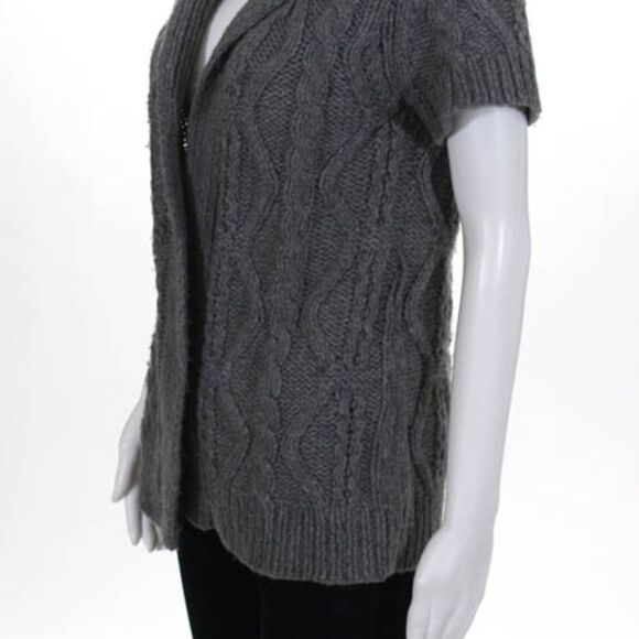 Anthropologie Sunner Gray Cable Knit SS Sweater XS - Picture 4 of 8